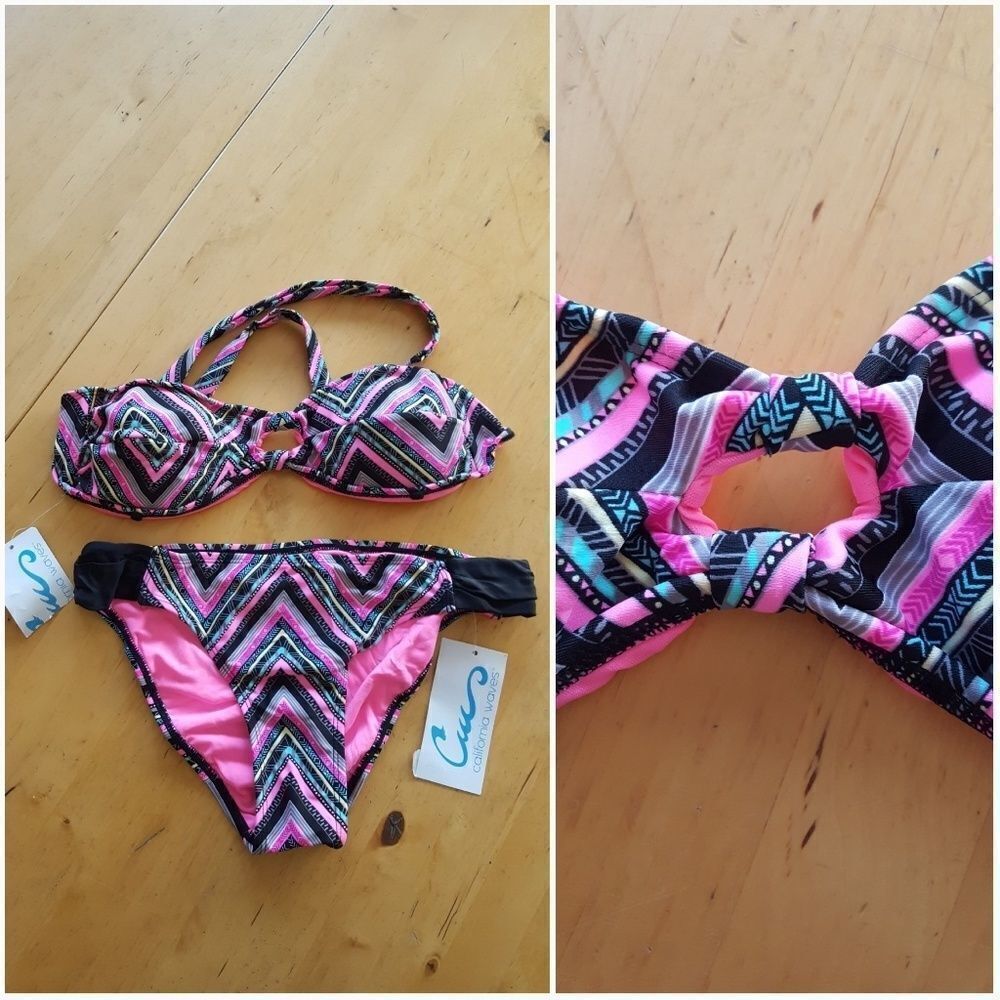 California Waves Strapless Bikini Sz M